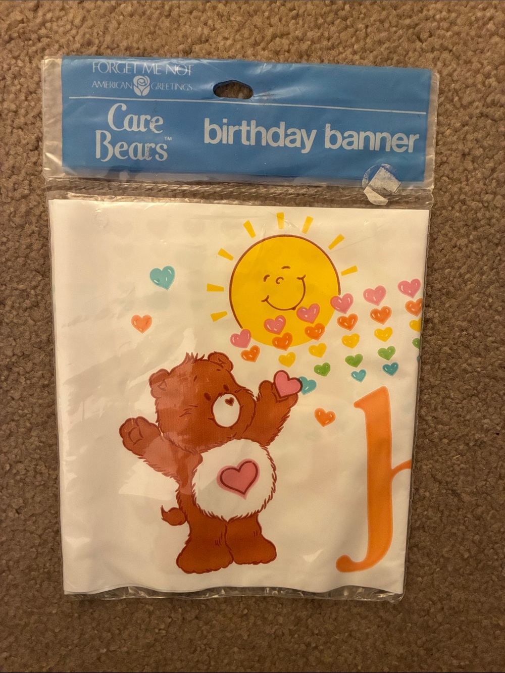 1980s American Greetings Care Bears Birthday Banner